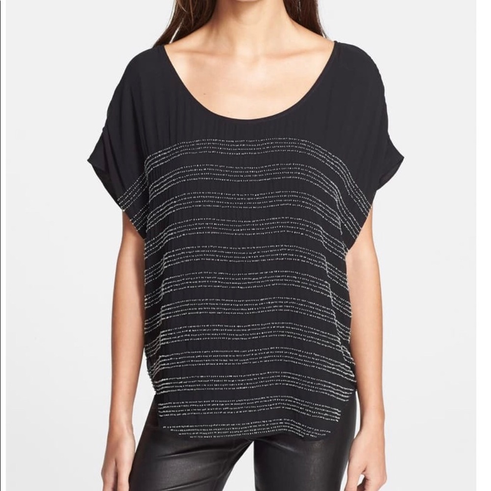 NWT Joie Agacia G Black Silk Beaded Top